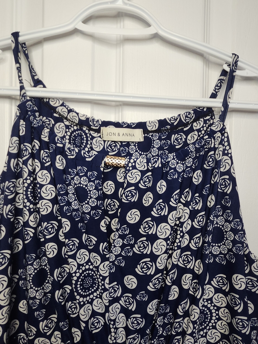 Jon & Anna Navy Blue and White Floral Maxi Dress - Size L - Picture 2 of 5